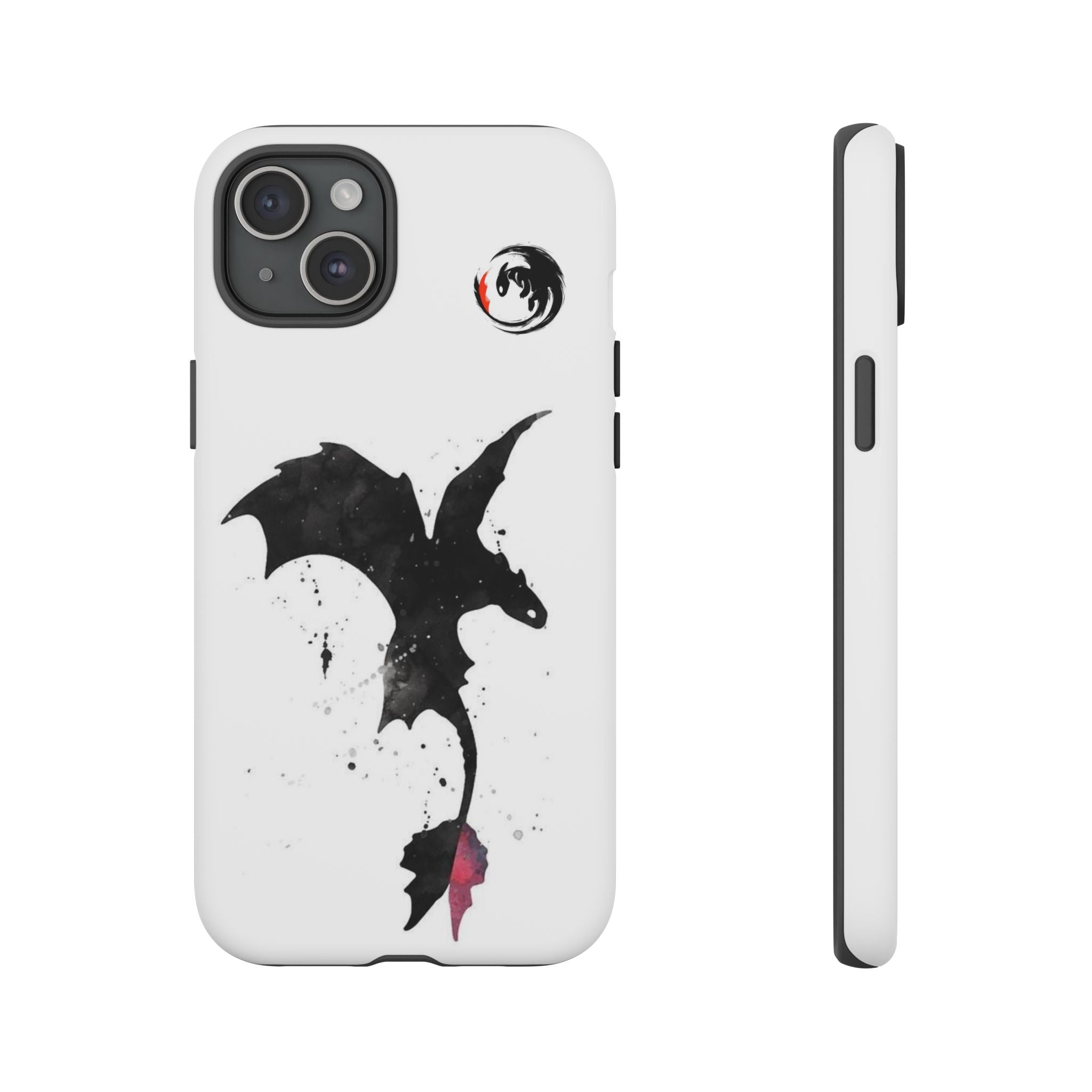 Dragon Silhouette Tough Phone Case — Ink Splash Fantasy iPhone Cover