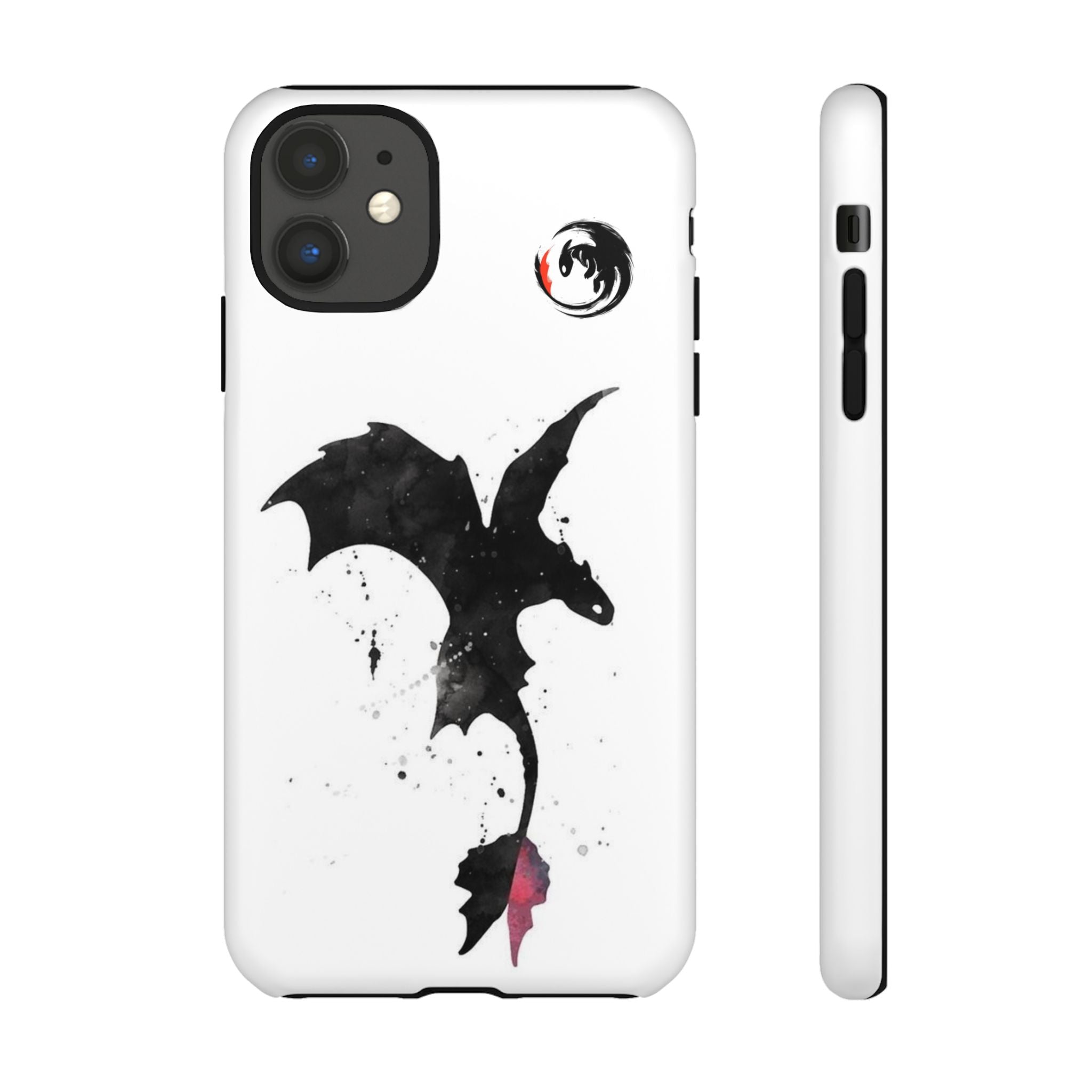 Dragon Silhouette Tough Phone Case — Ink Splash Fantasy iPhone Cover