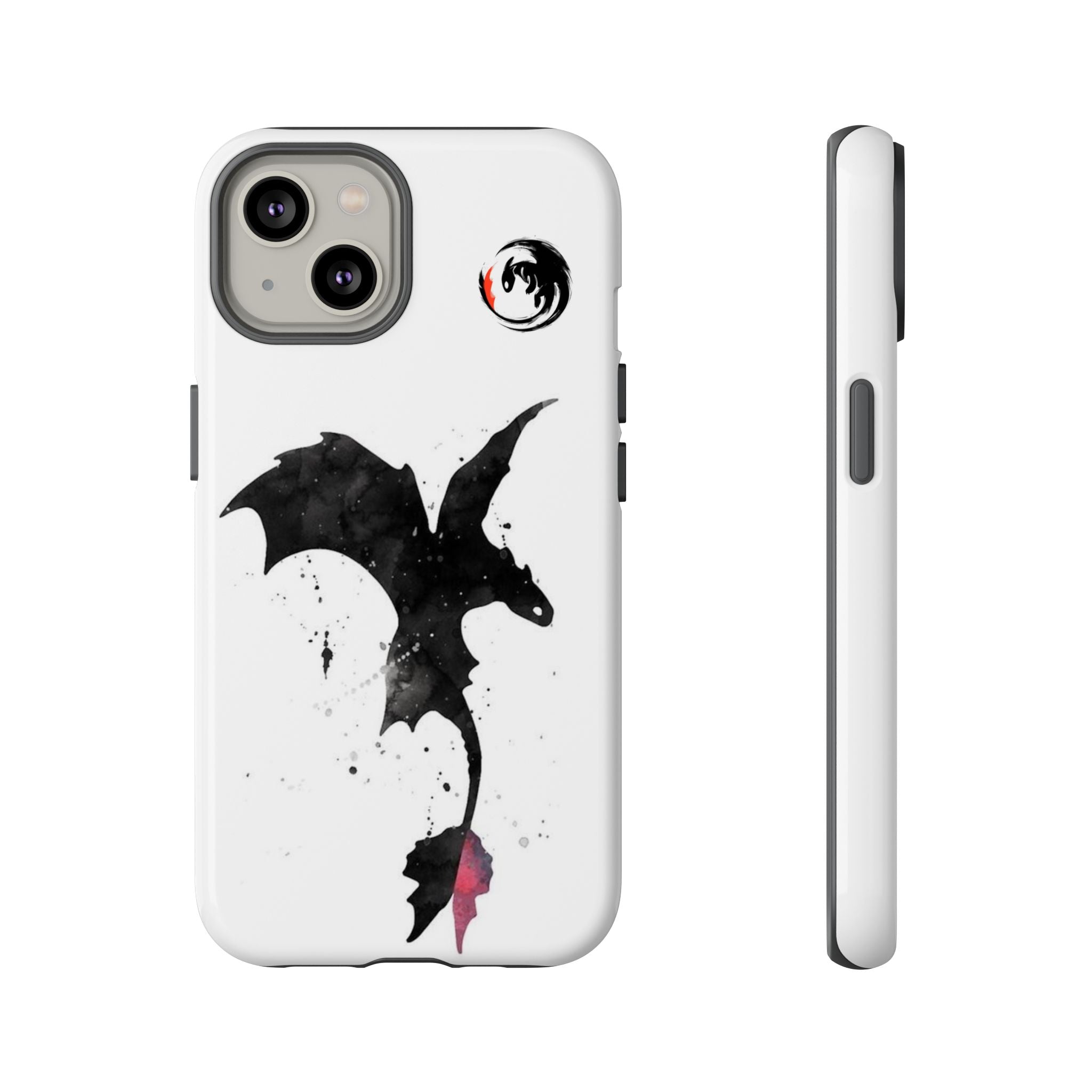 Dragon Silhouette Tough Phone Case — Ink Splash Fantasy iPhone Cover