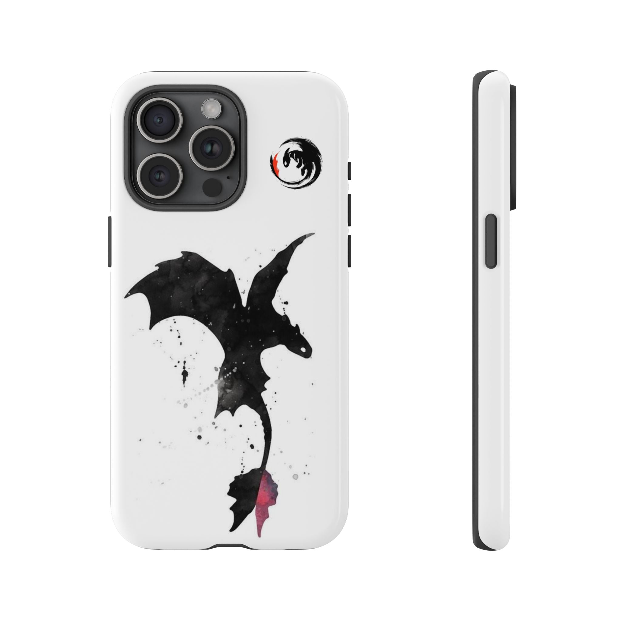 Dragon Silhouette Tough Phone Case — Ink Splash Fantasy iPhone Cover