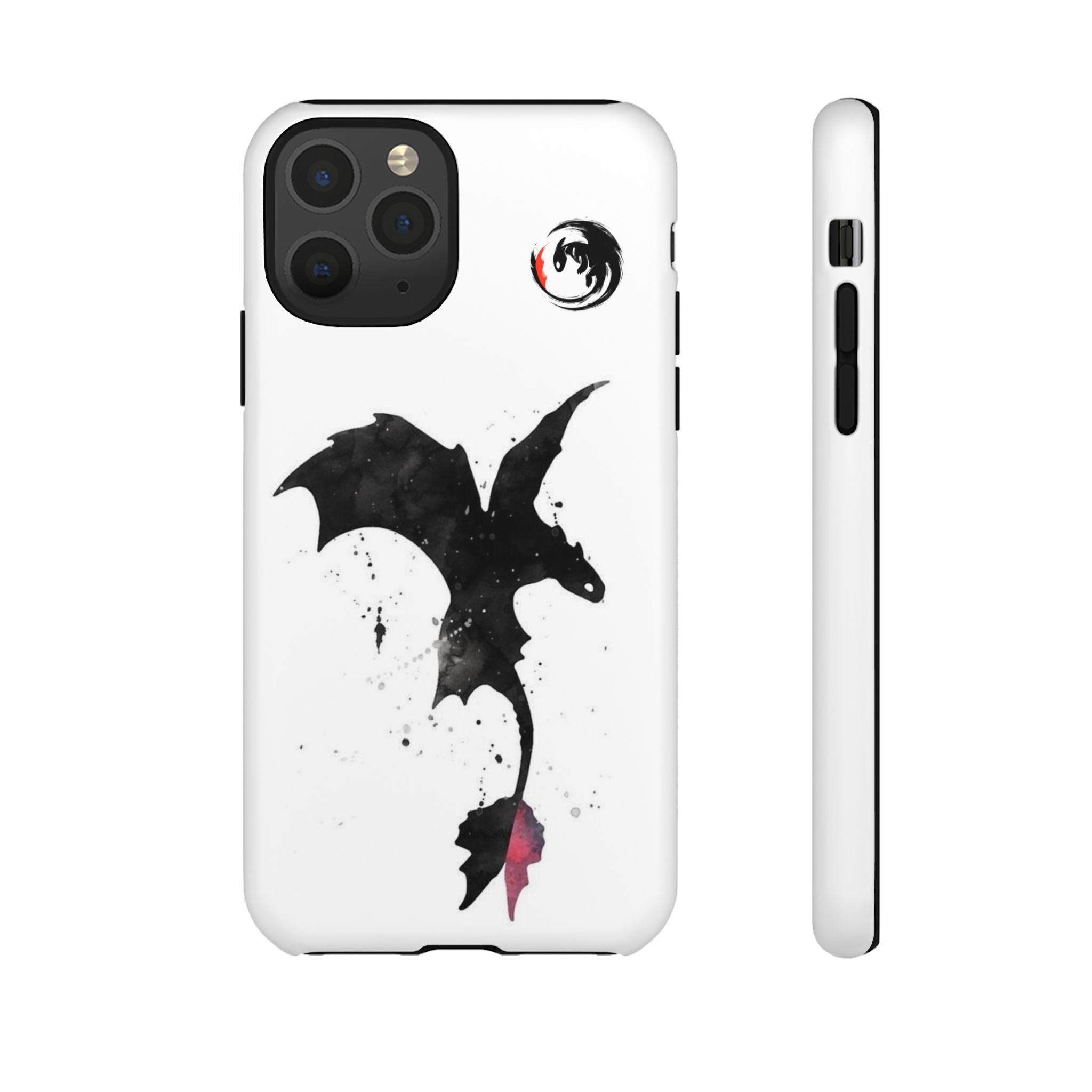 Dragon Silhouette Tough Phone Case — Ink Splash Fantasy iPhone Cover