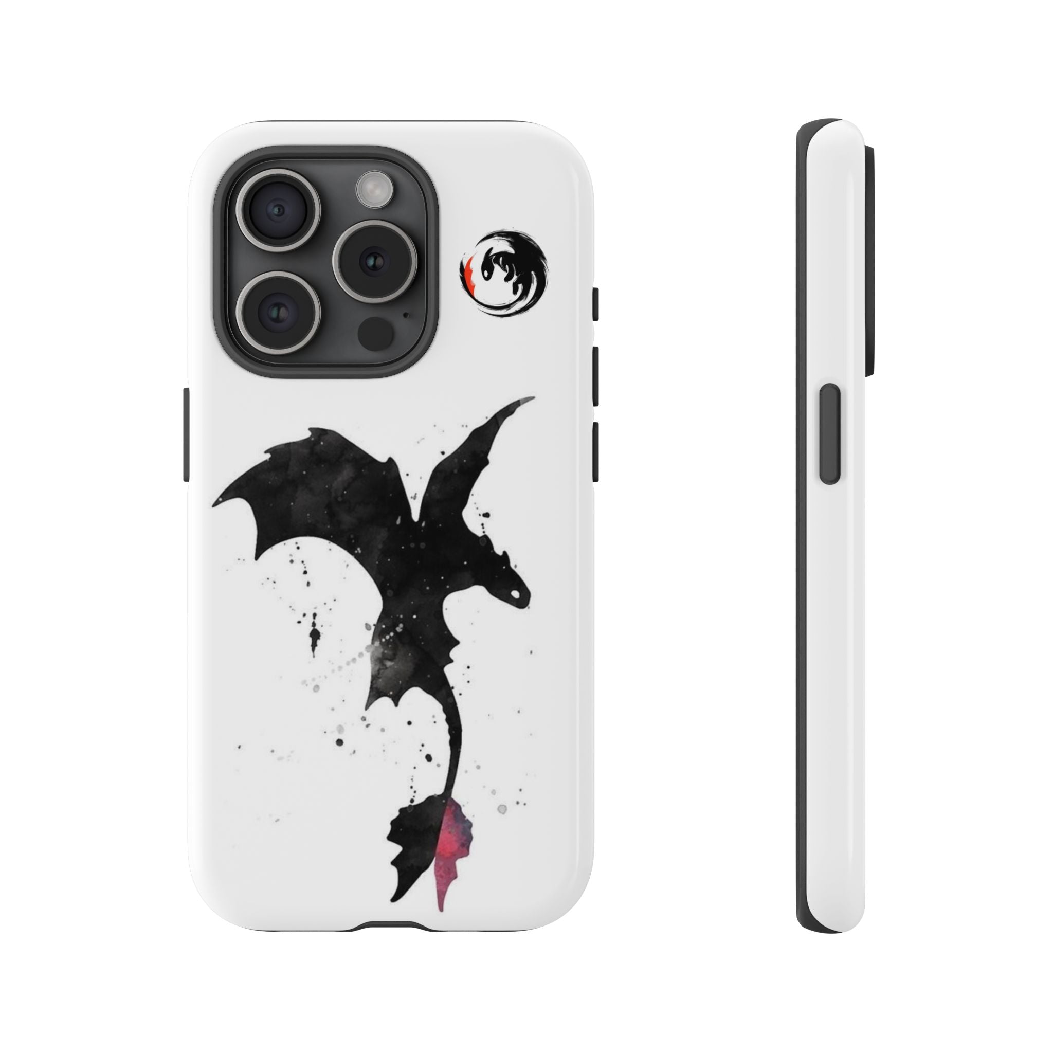 Dragon Silhouette Tough Phone Case — Ink Splash Fantasy iPhone Cover