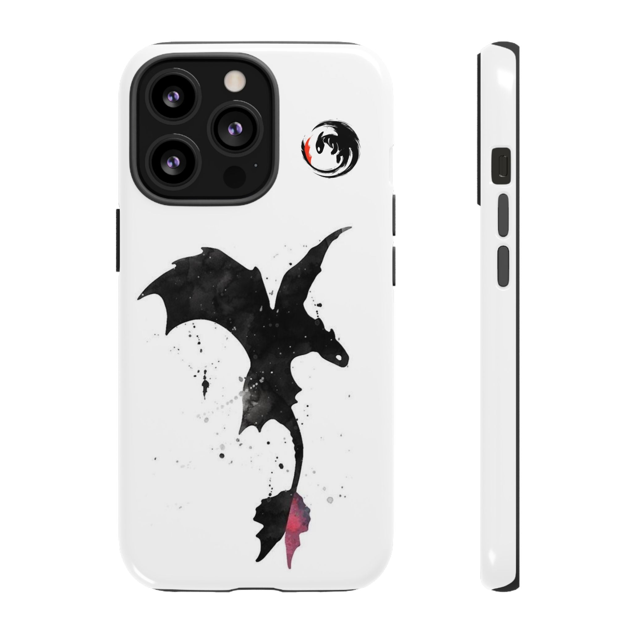 Dragon Silhouette Tough Phone Case — Ink Splash Fantasy iPhone Cover