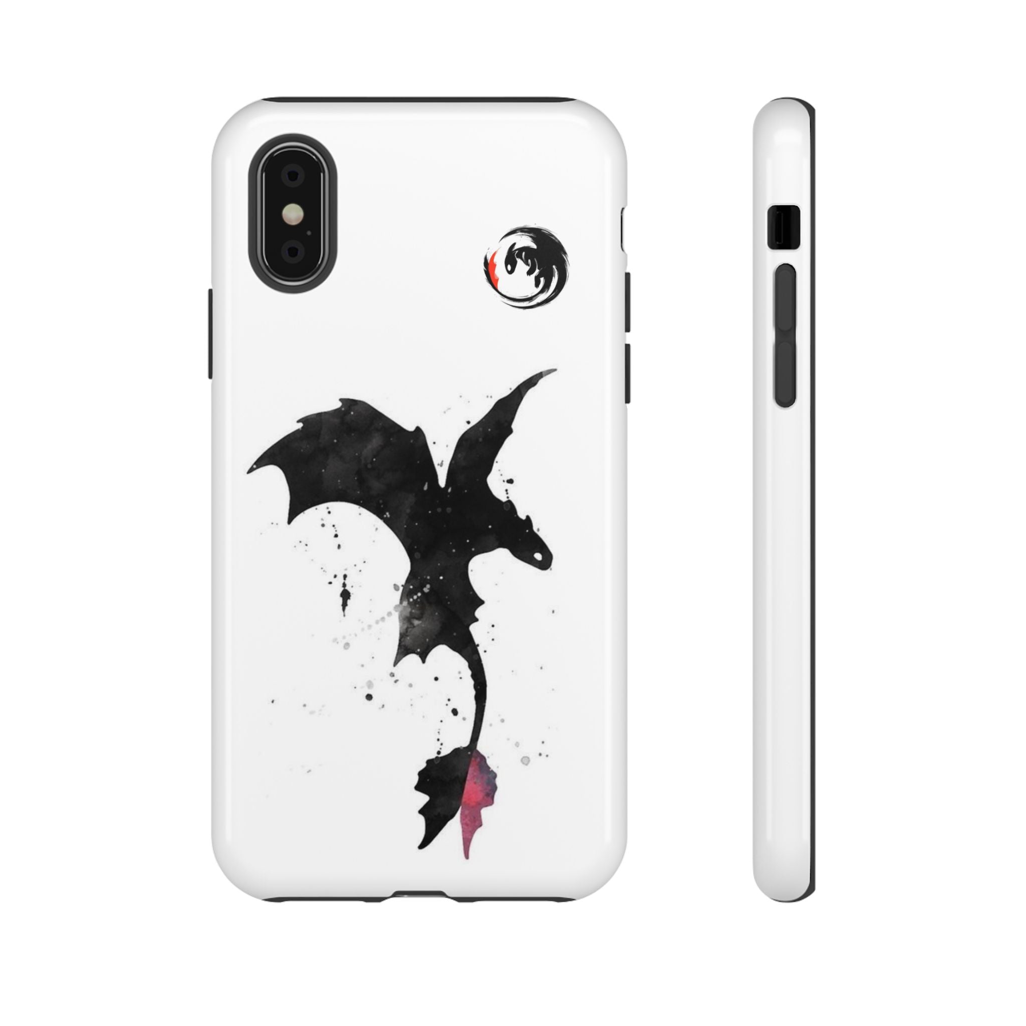 Dragon Silhouette Tough Phone Case — Ink Splash Fantasy iPhone Cover