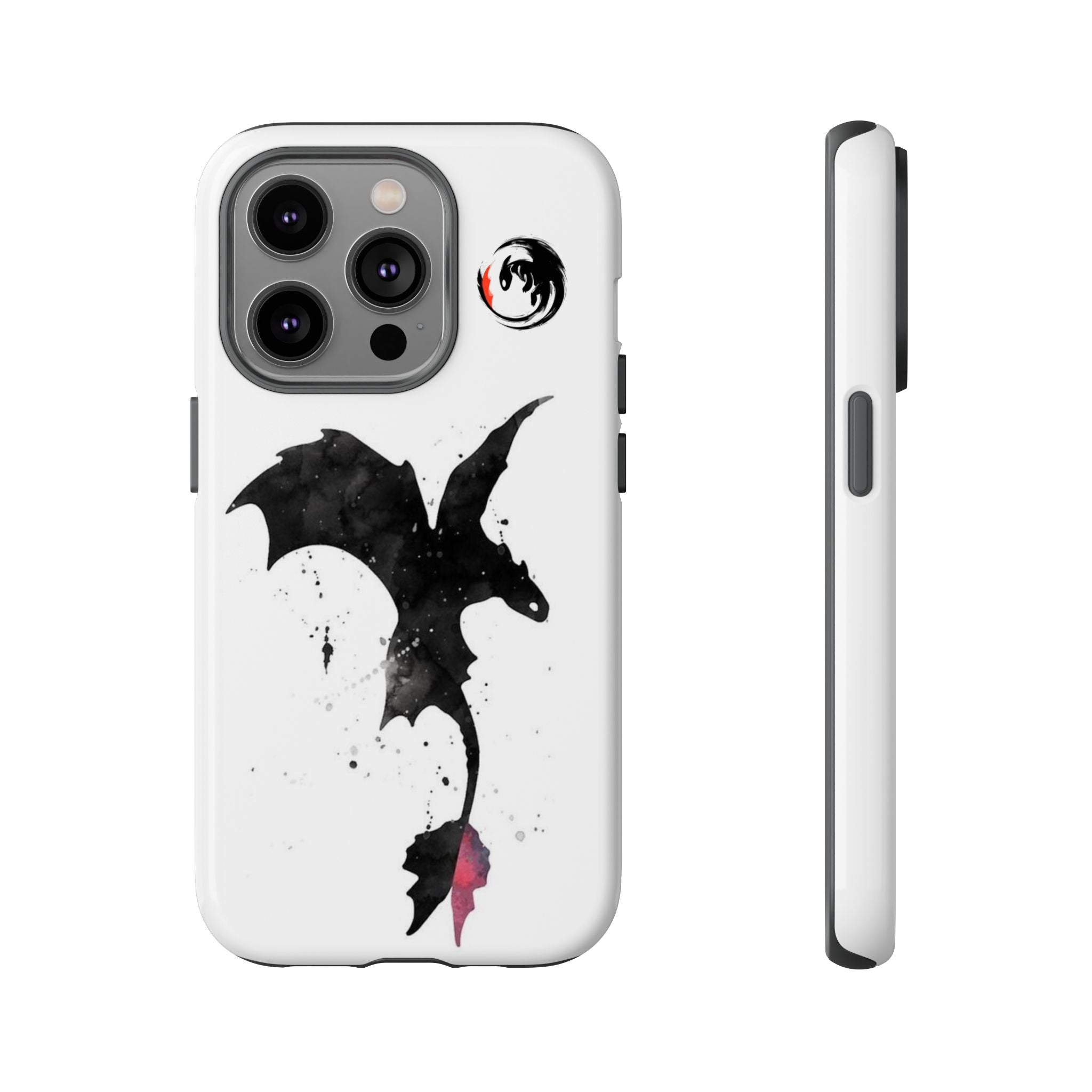 Dragon Silhouette Tough Phone Case — Ink Splash Fantasy iPhone Cover