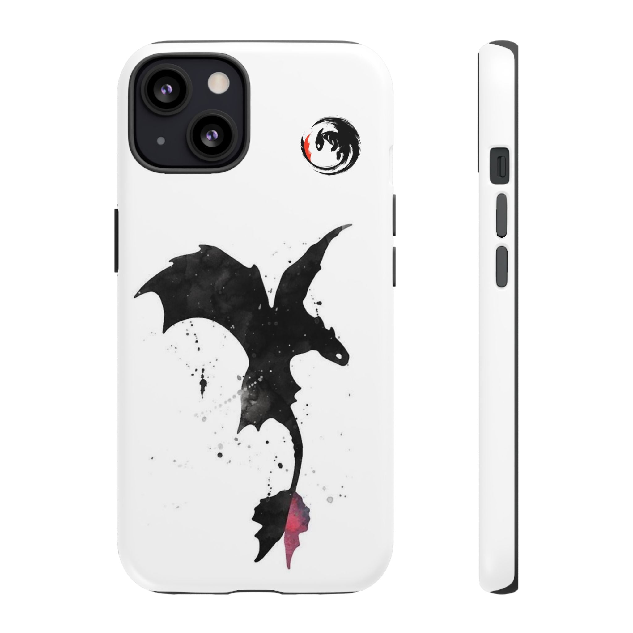 Dragon Silhouette Tough Phone Case — Ink Splash Fantasy iPhone Cover