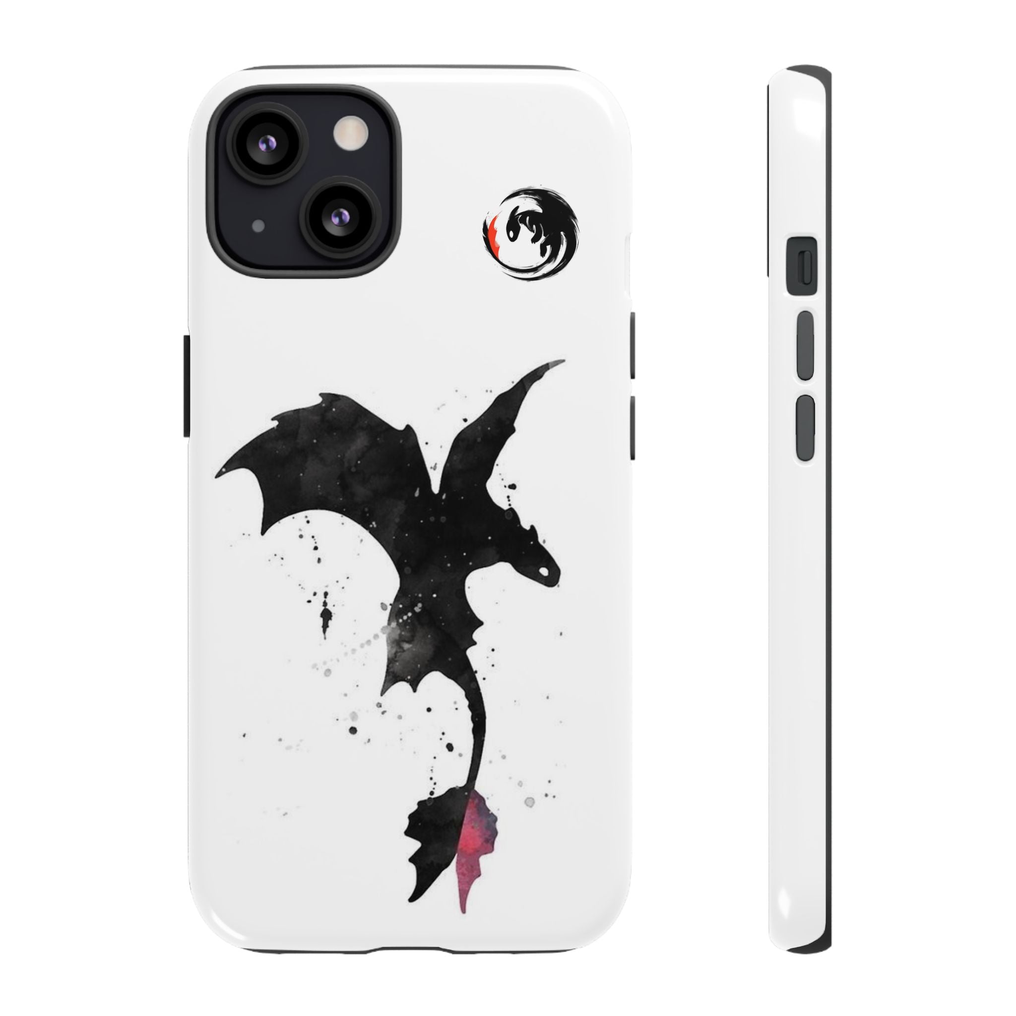Dragon Silhouette Tough Phone Case — Ink Splash Fantasy iPhone Cover