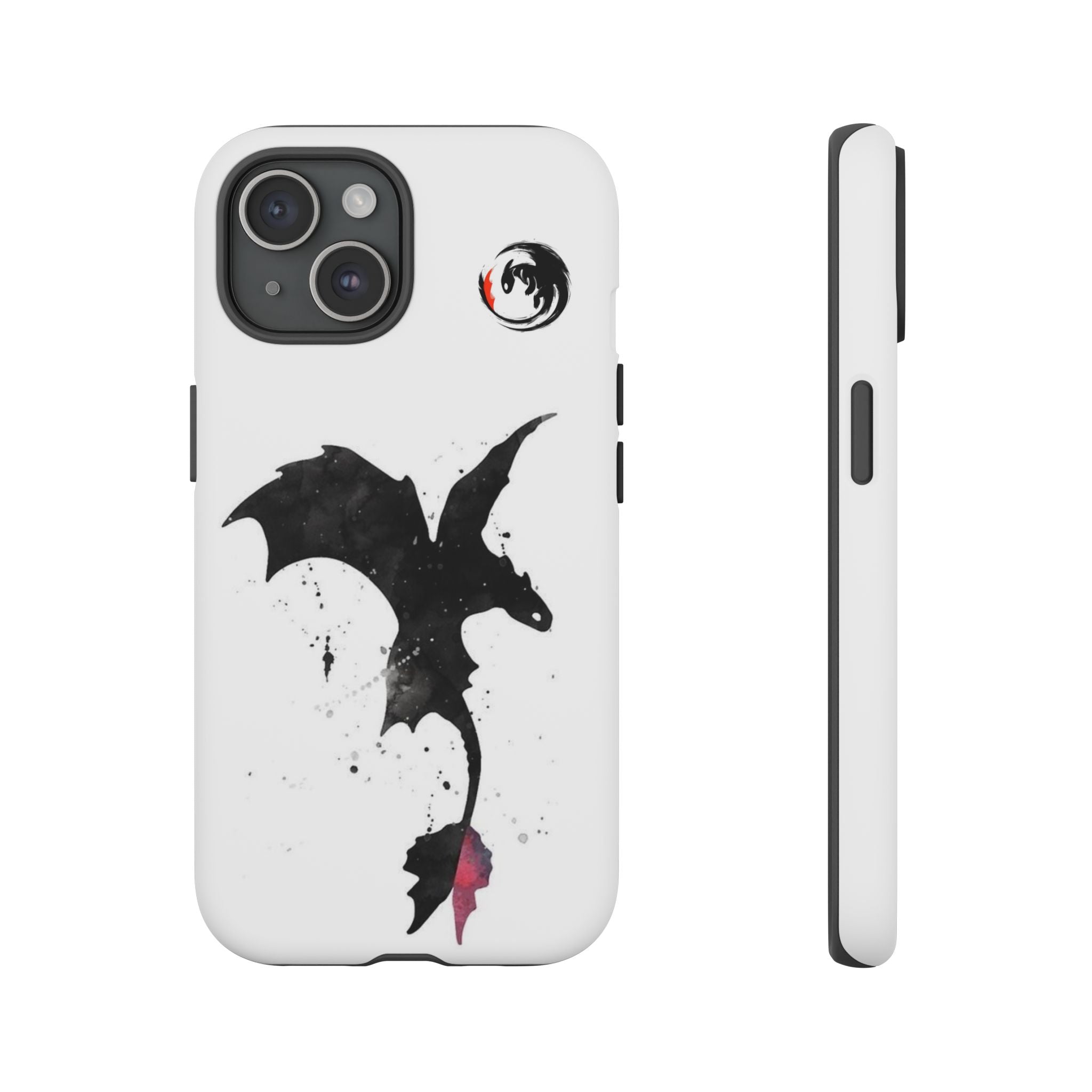 Dragon Silhouette Tough Phone Case — Ink Splash Fantasy iPhone Cover