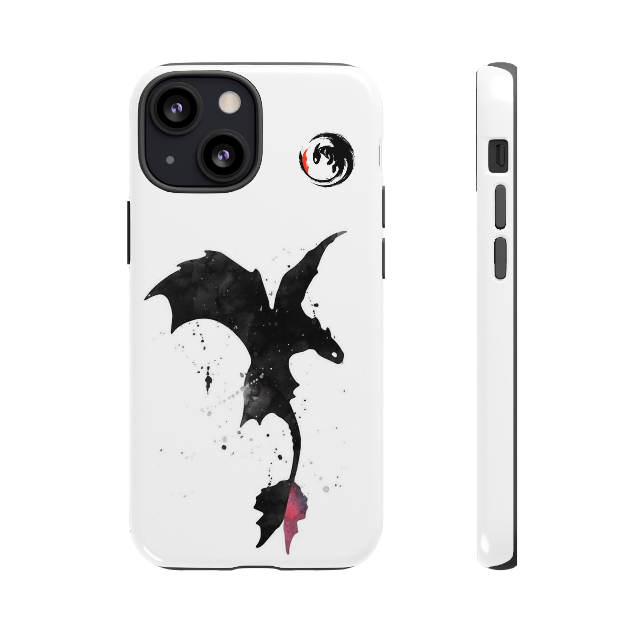 Dragon Silhouette Tough Phone Case — Ink Splash Fantasy iPhone Cover