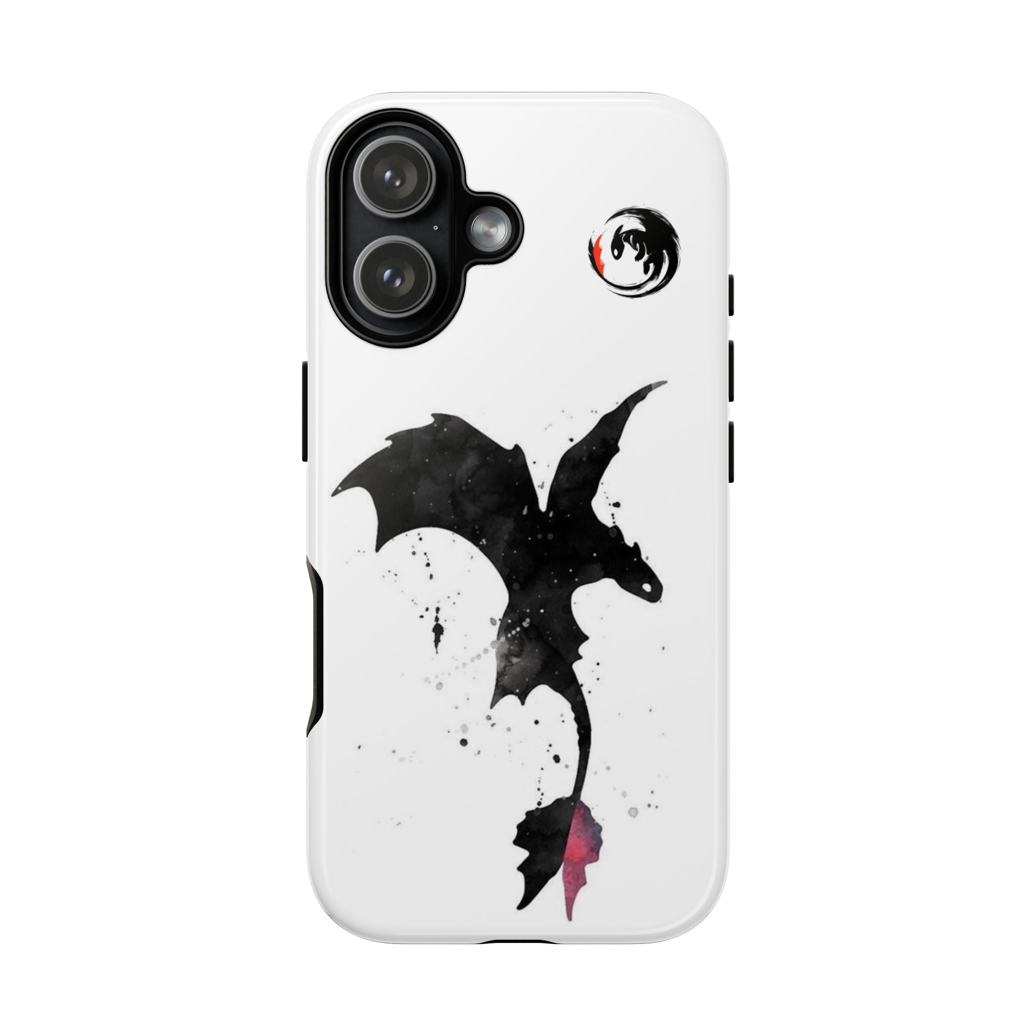 Dragon Silhouette Tough Phone Case — Ink Splash Fantasy iPhone Cover