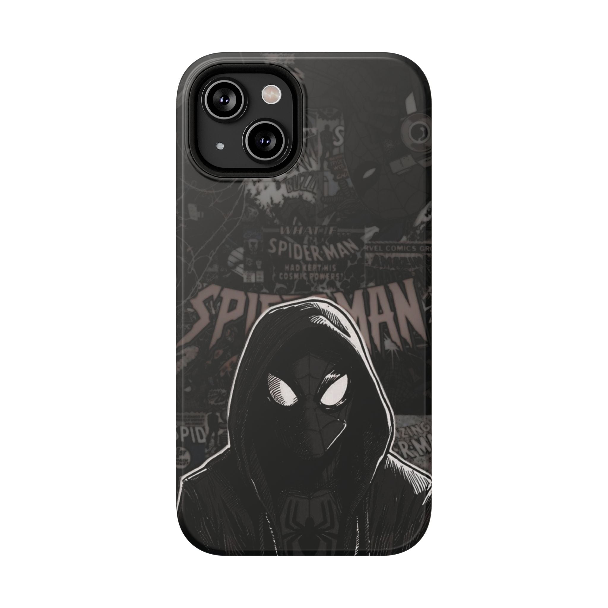 Spider-Man Noir Impact-Resistant Phone Case — Dark Hooded Graphic