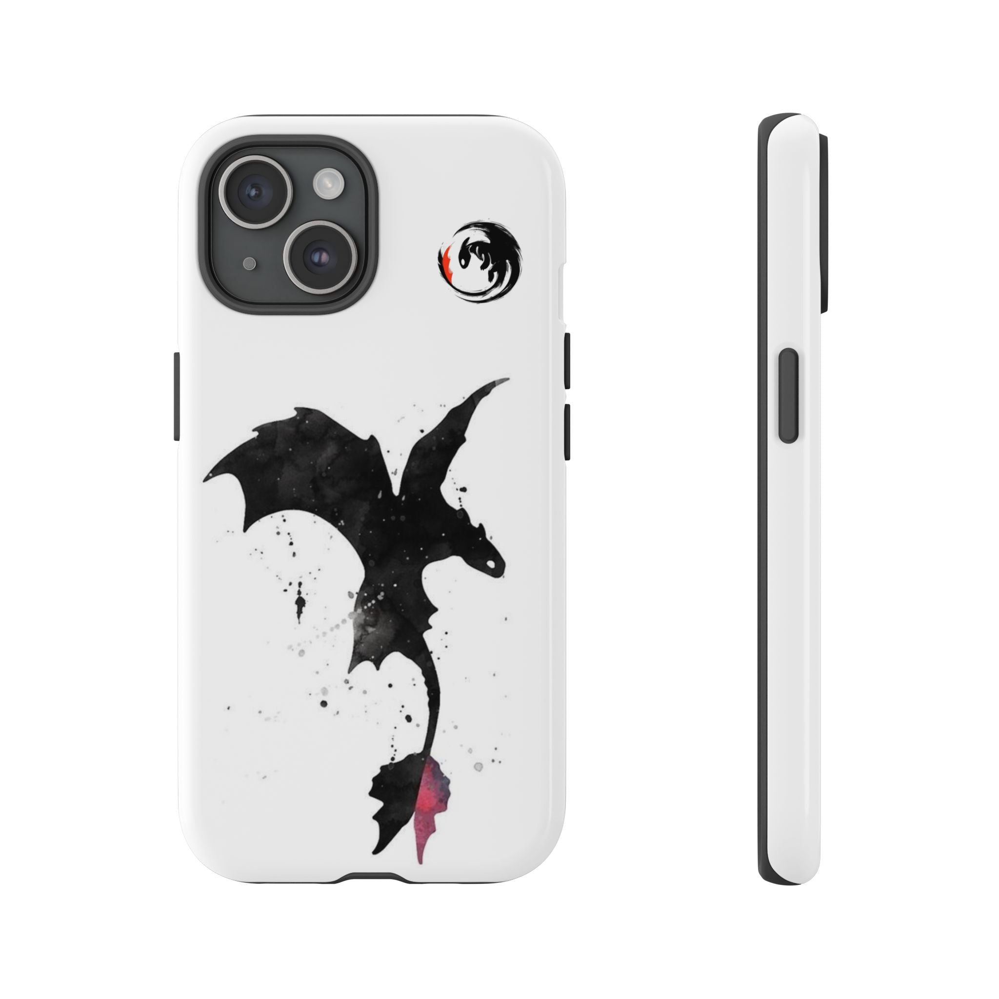 Dragon Silhouette Tough Phone Case — Ink Splash Fantasy iPhone Cover