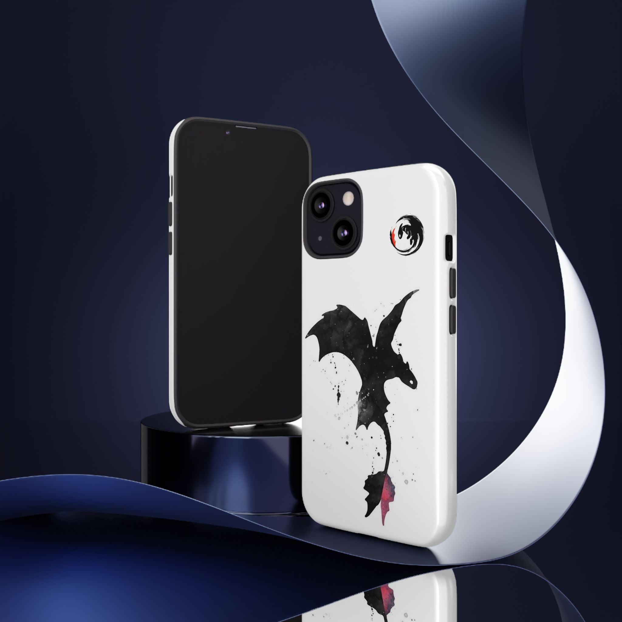 Dragon Silhouette Tough Phone Case — Ink Splash Fantasy iPhone Cover