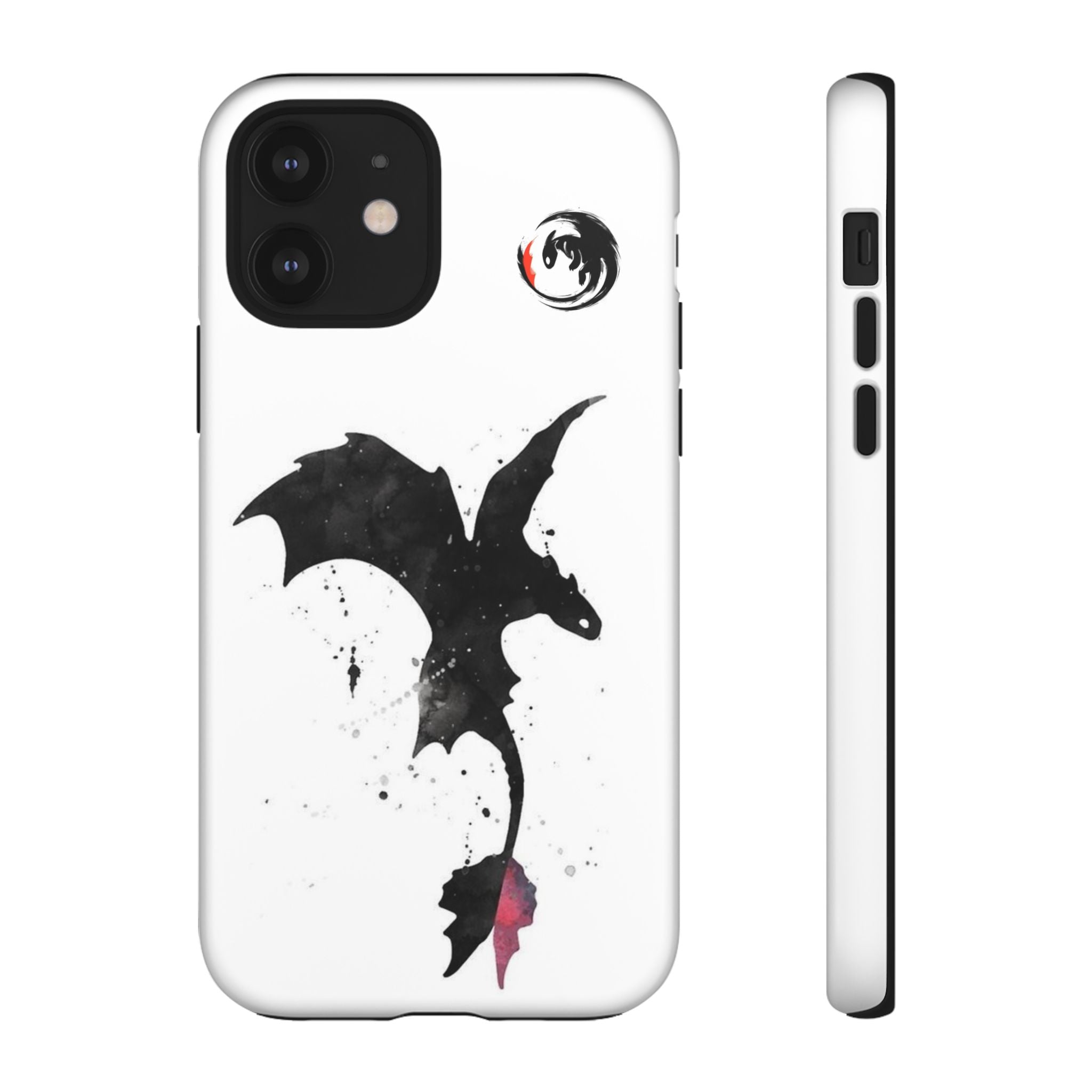 Dragon Silhouette Tough Phone Case — Ink Splash Fantasy iPhone Cover