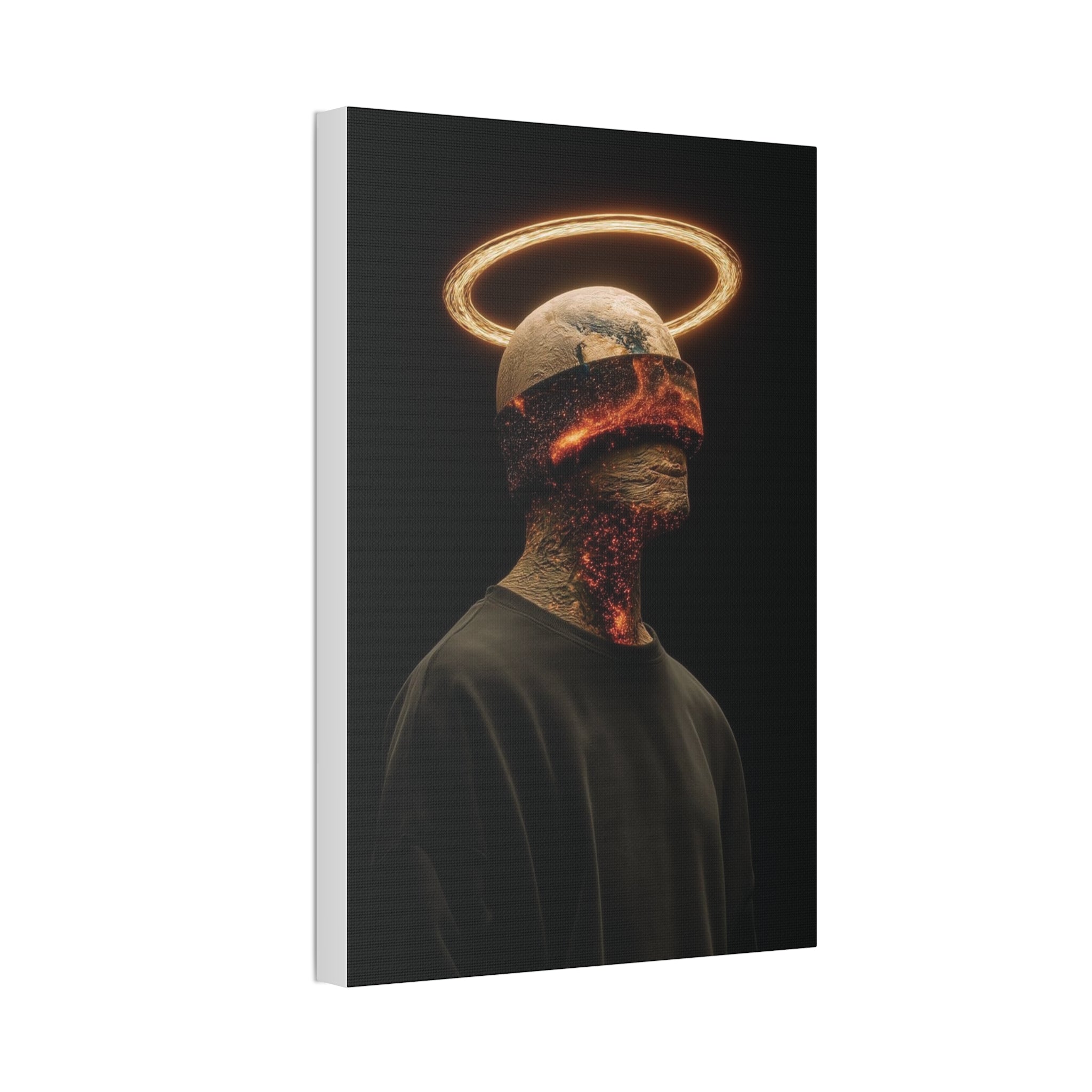 Dark Halo Canvas Print — Surreal Burned Portrait Wall Art (Stretched 1.5")