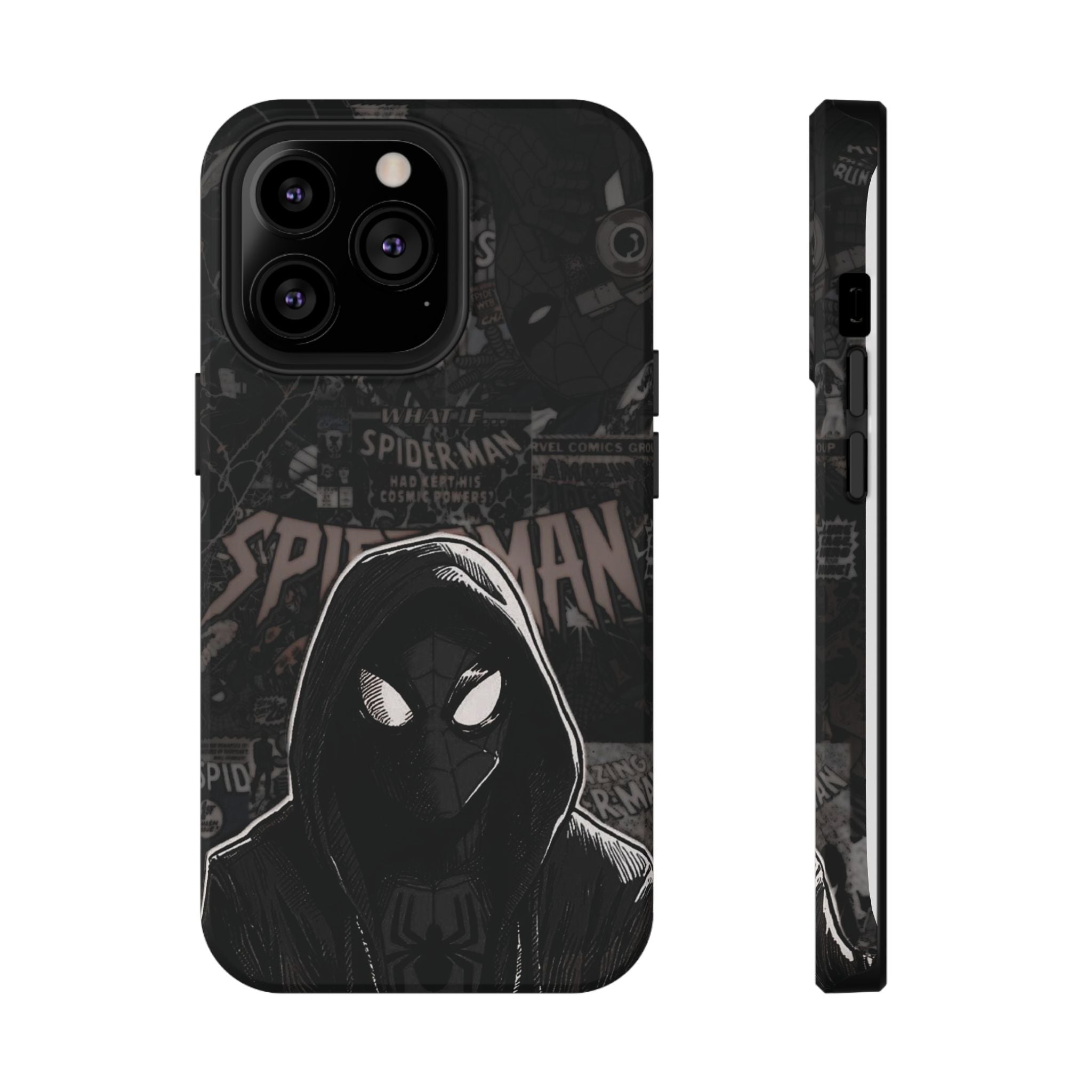 Spider-Man Noir Impact-Resistant Phone Case — Dark Hooded Graphic