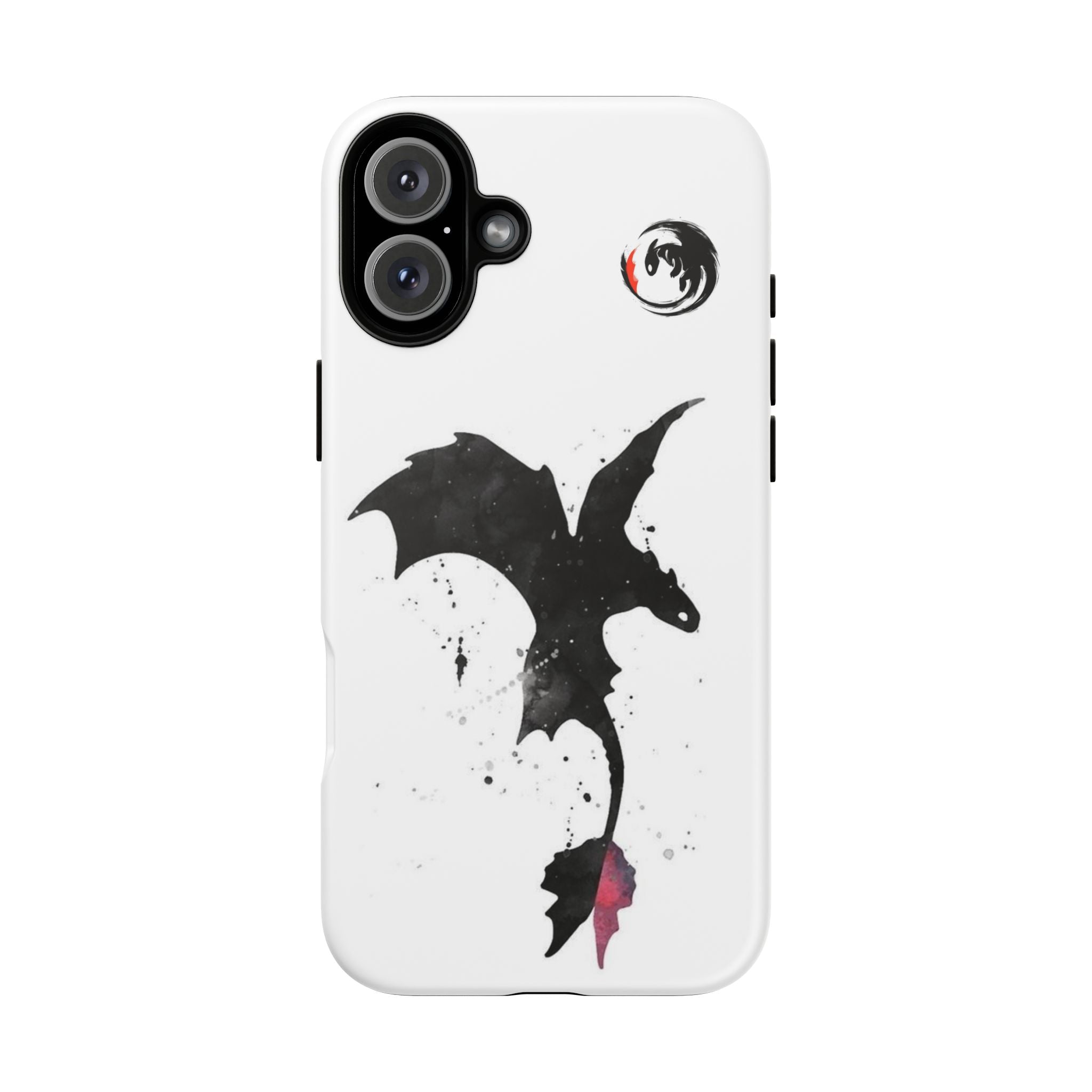 Dragon Silhouette Tough Phone Case — Ink Splash Fantasy iPhone Cover