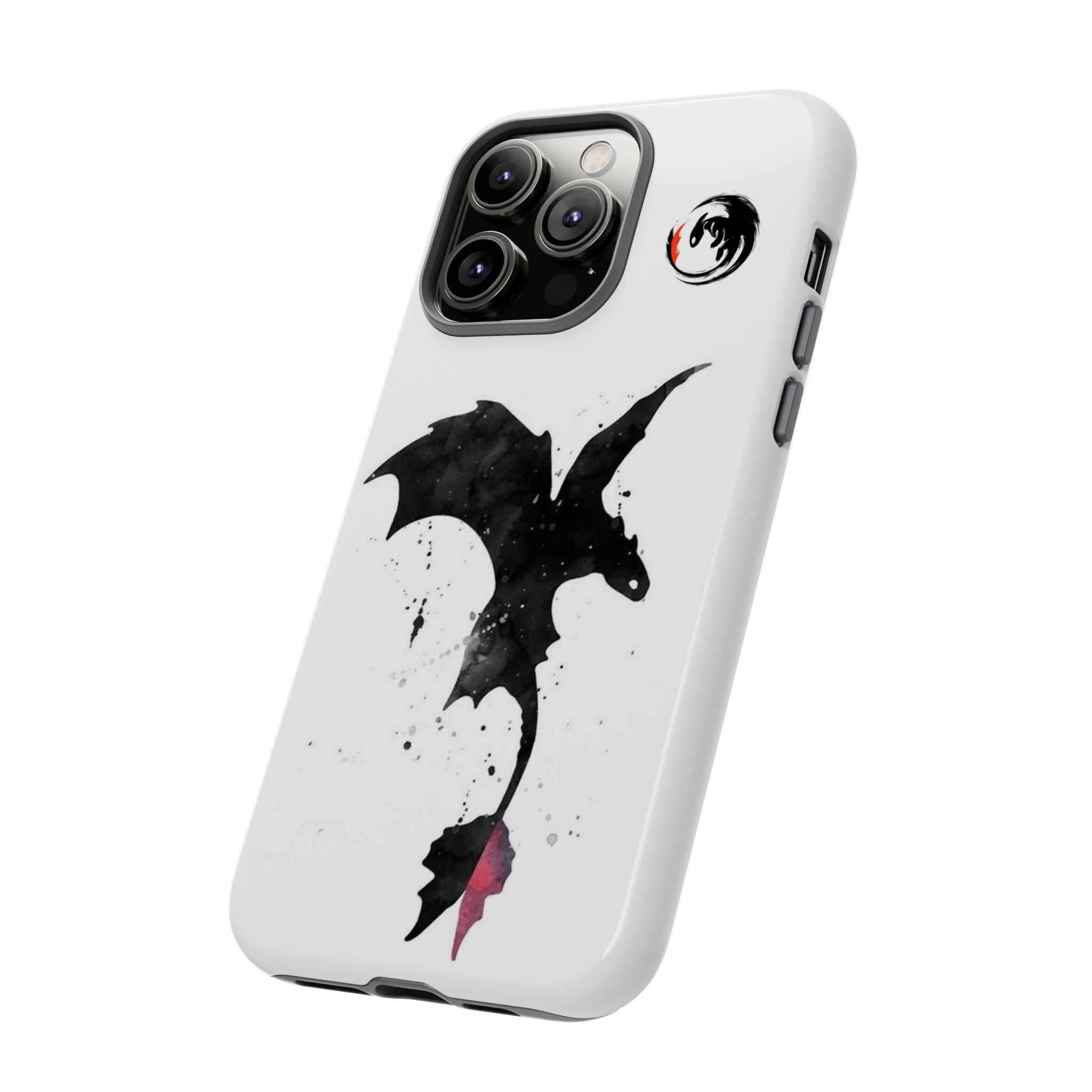Dragon Silhouette Tough Phone Case — Ink Splash Fantasy iPhone Cover