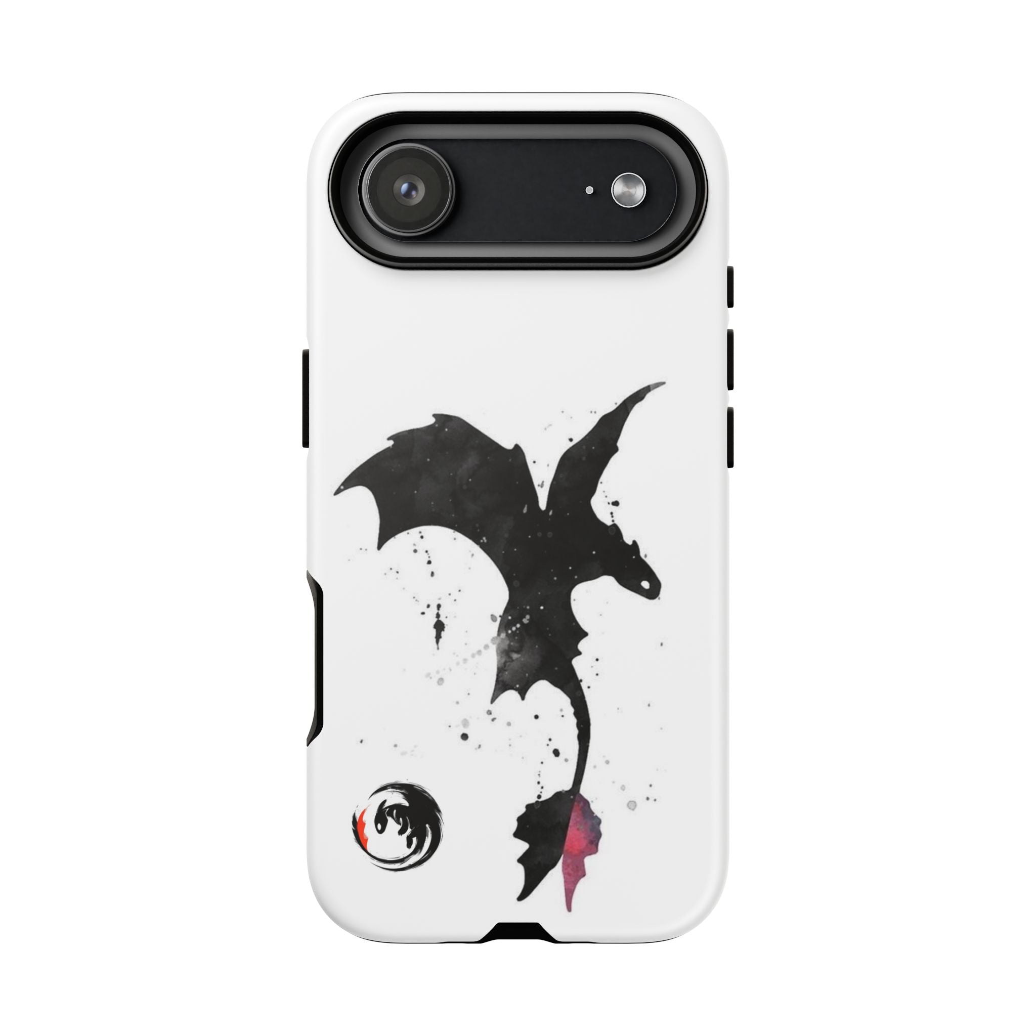 Dragon Silhouette Tough Phone Case — Ink Splash Fantasy iPhone Cover