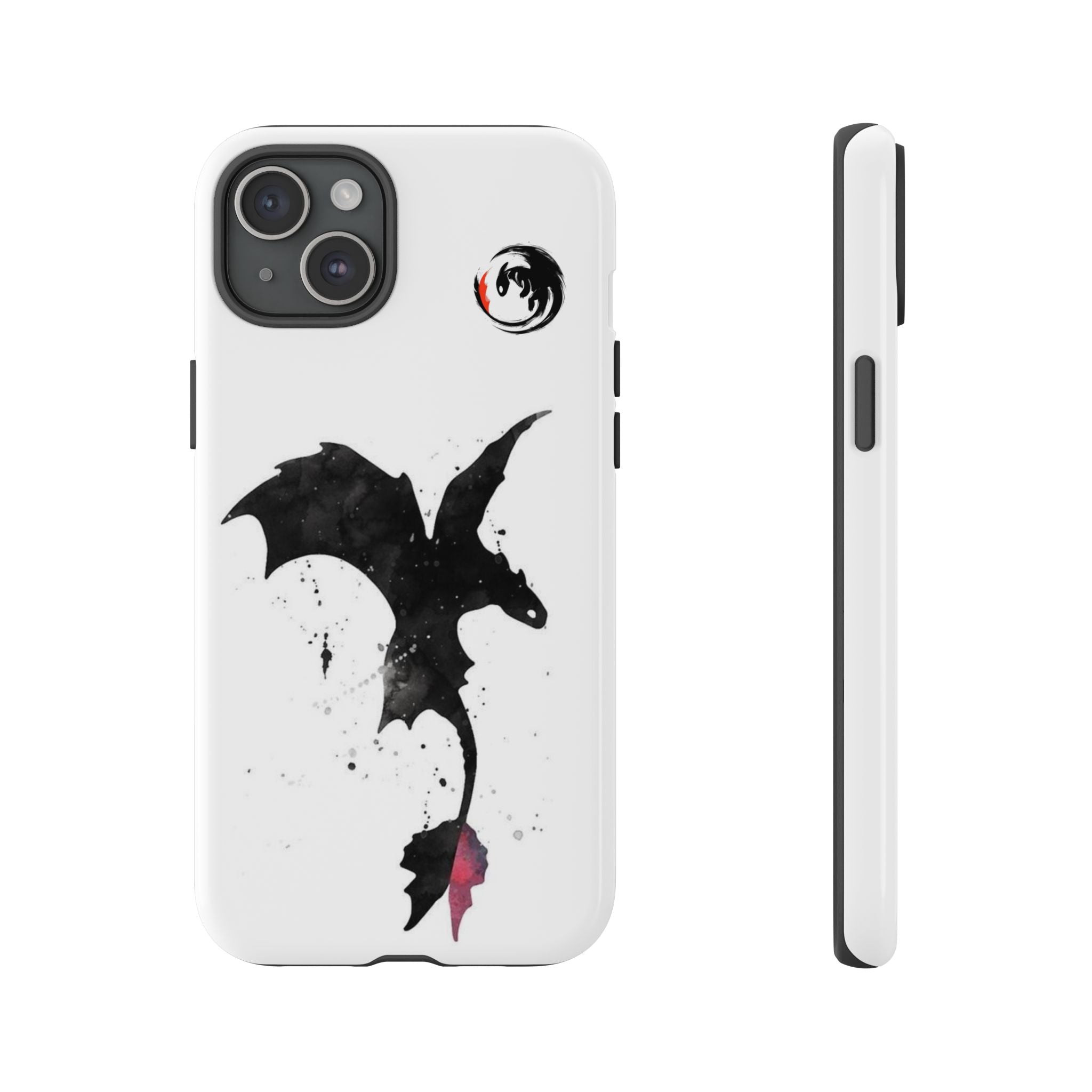 Dragon Silhouette Tough Phone Case — Ink Splash Fantasy iPhone Cover