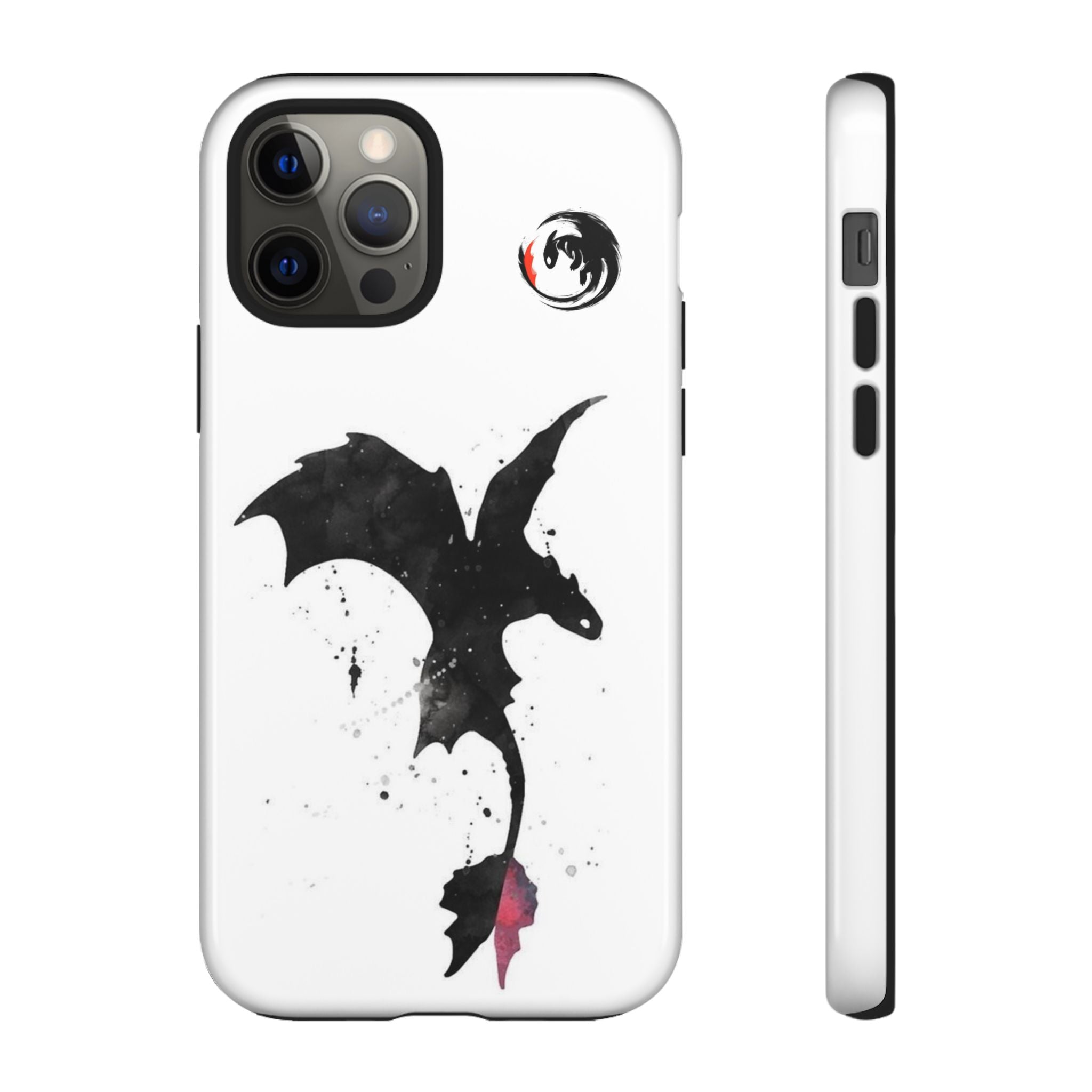 Dragon Silhouette Tough Phone Case — Ink Splash Fantasy iPhone Cover