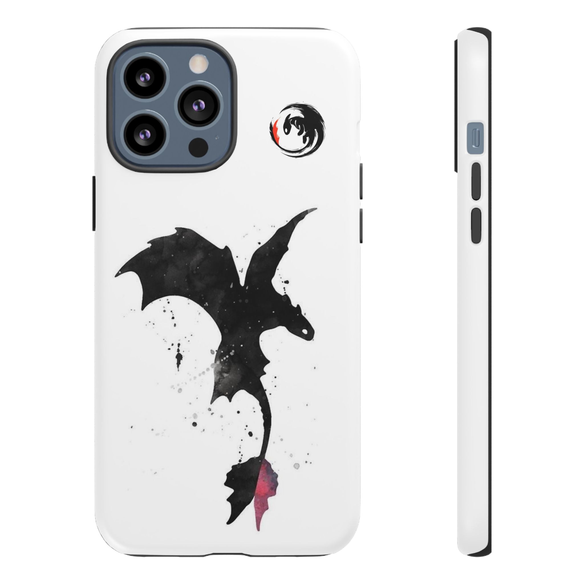 Dragon Silhouette Tough Phone Case — Ink Splash Fantasy iPhone Cover