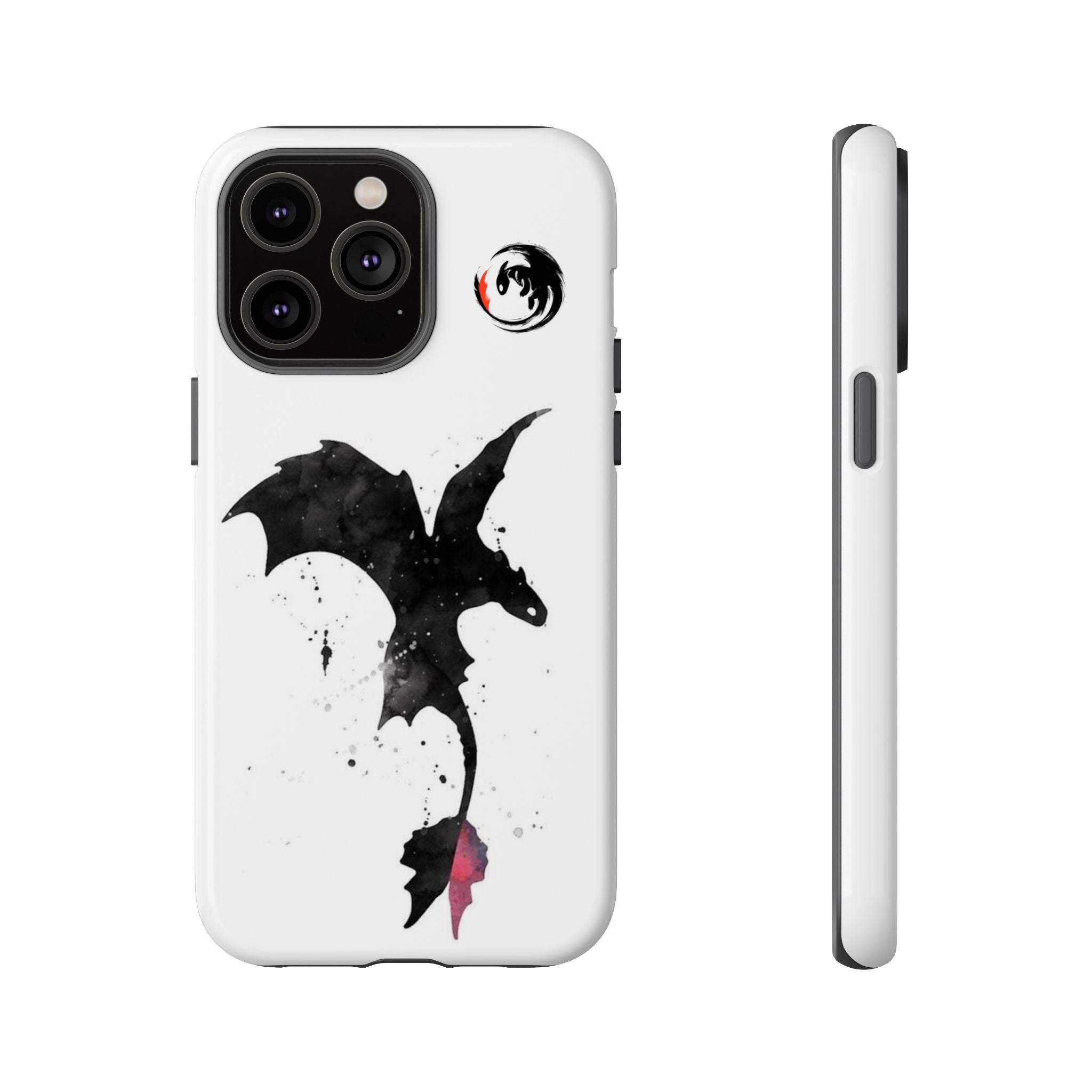 Dragon Silhouette Tough Phone Case — Ink Splash Fantasy iPhone Cover