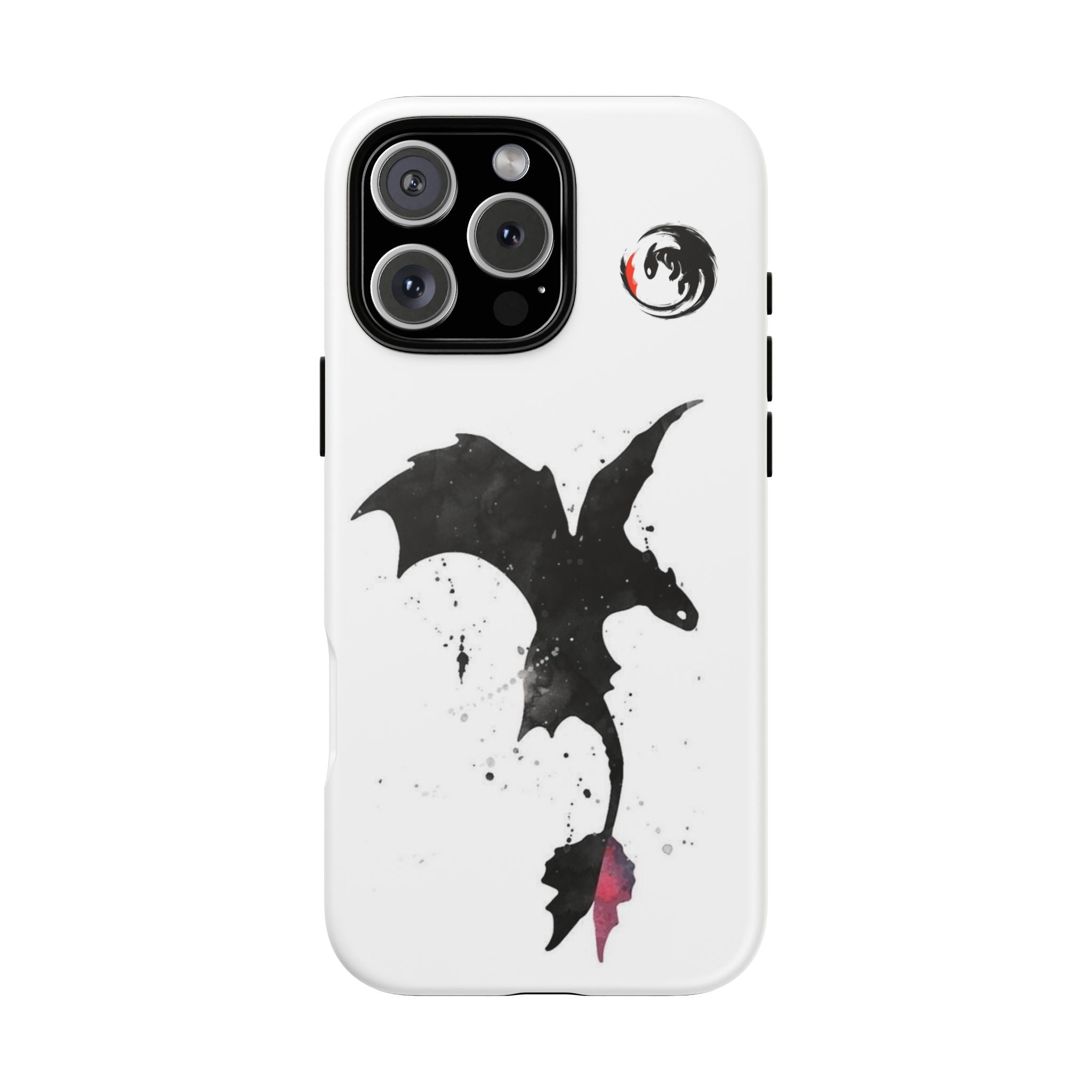Dragon Silhouette Tough Phone Case — Ink Splash Fantasy iPhone Cover