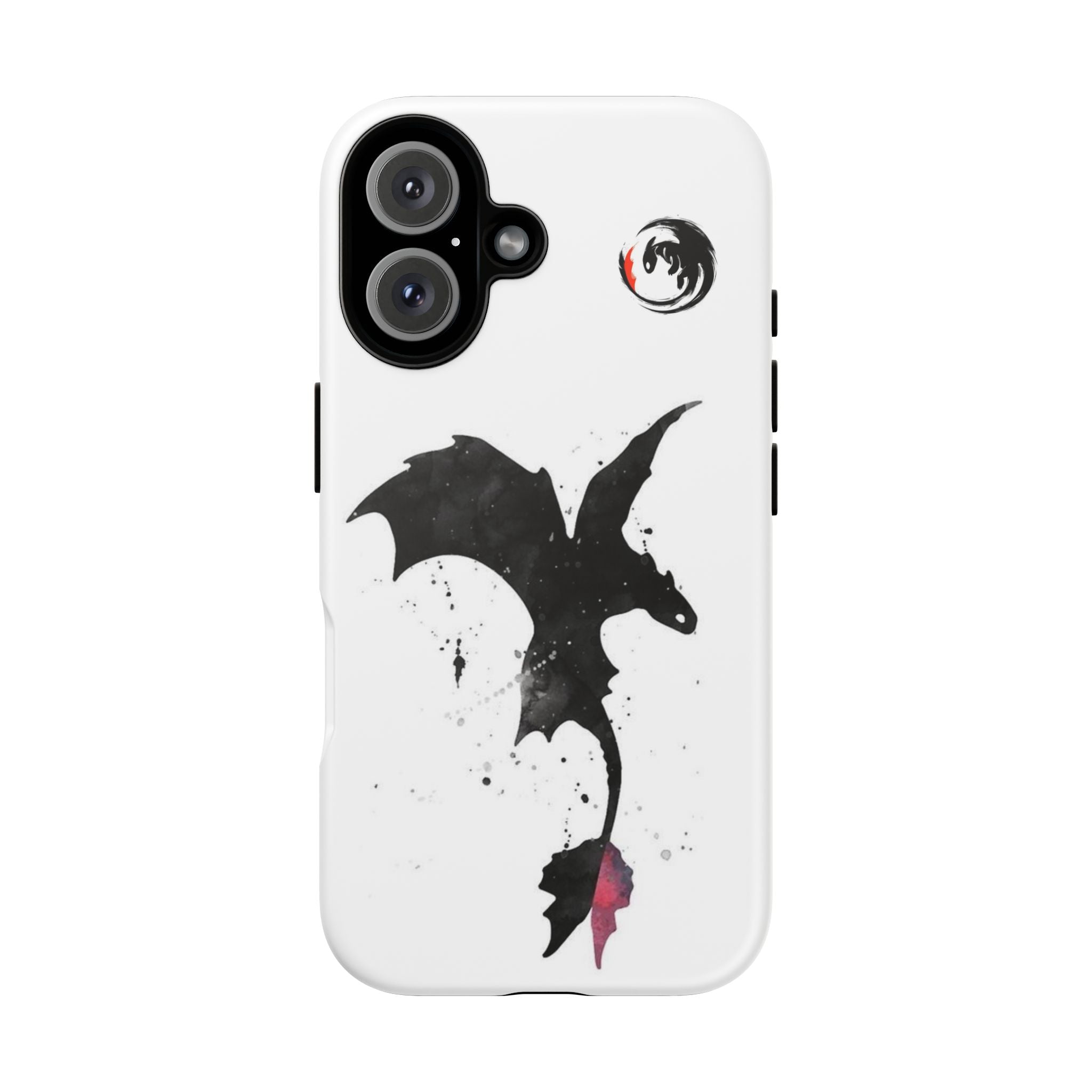 Dragon Silhouette Tough Phone Case — Ink Splash Fantasy iPhone Cover