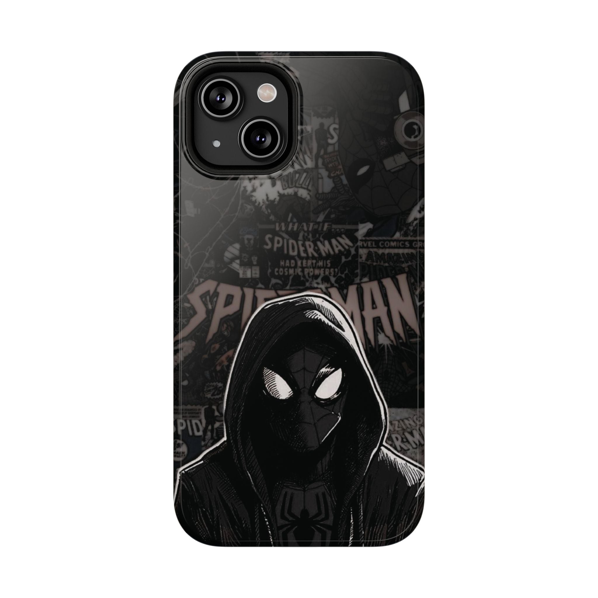 Spider-Man Noir Impact-Resistant Phone Case — Dark Hooded Graphic