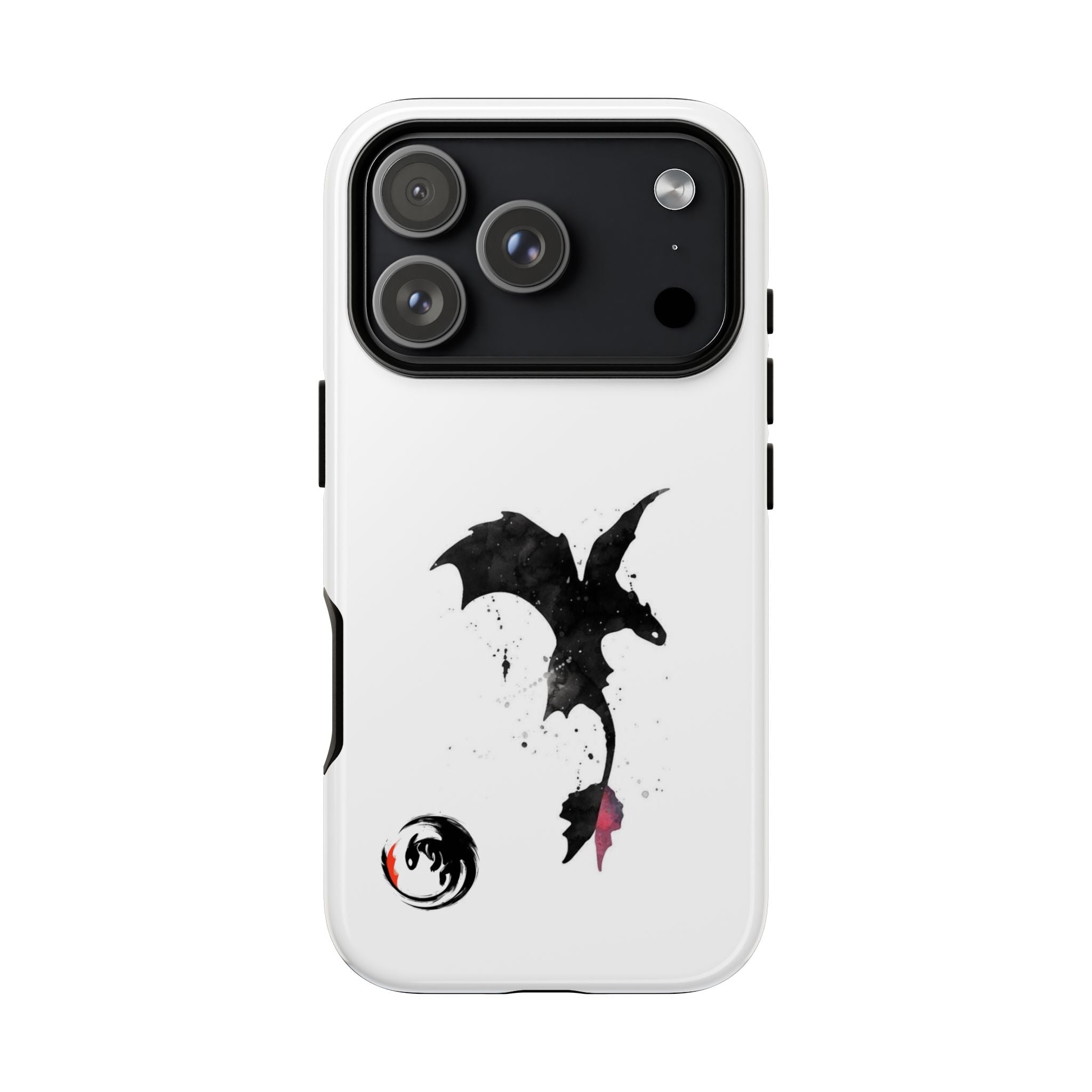 Dragon Silhouette Tough Phone Case — Ink Splash Fantasy iPhone Cover