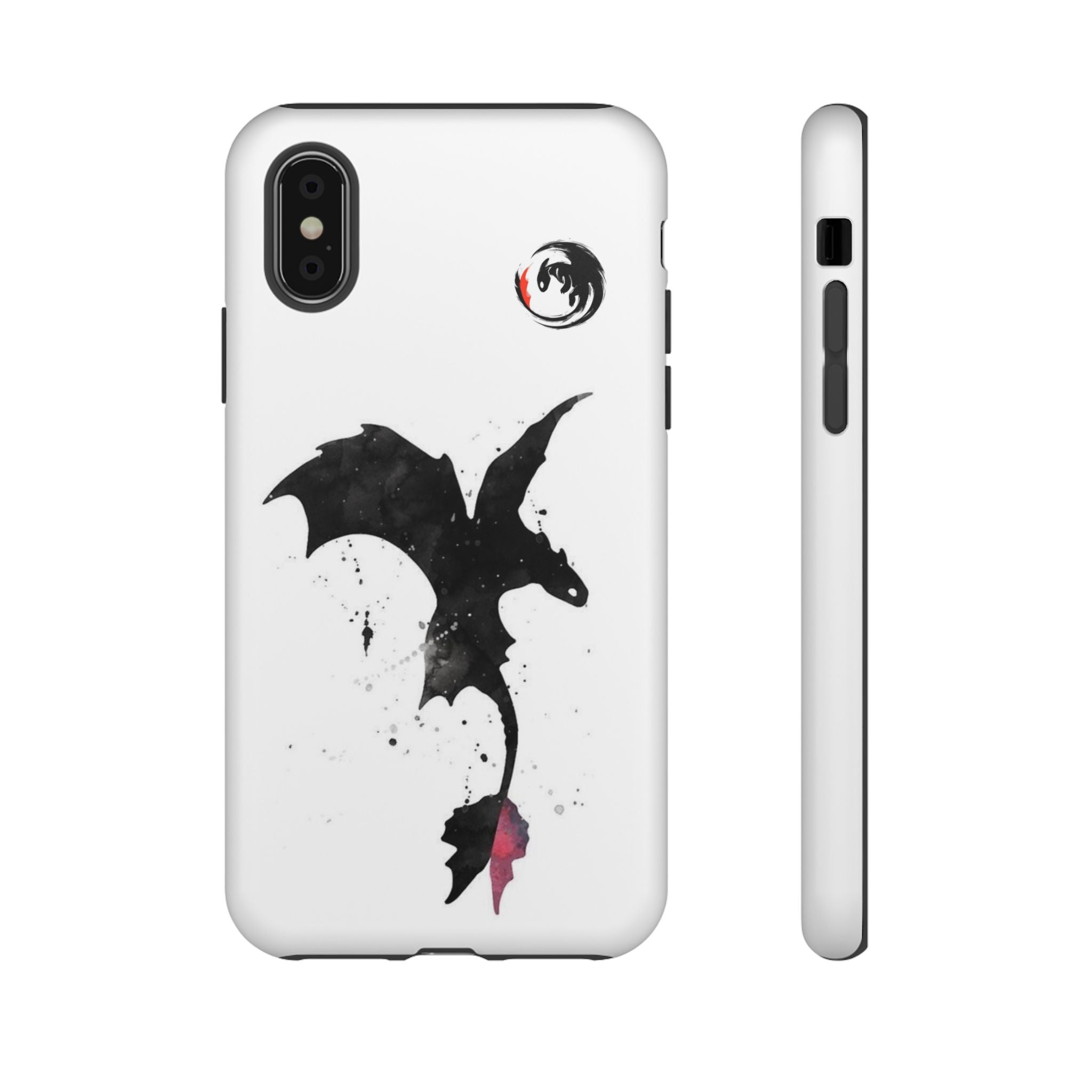 Dragon Silhouette Tough Phone Case — Ink Splash Fantasy iPhone Cover