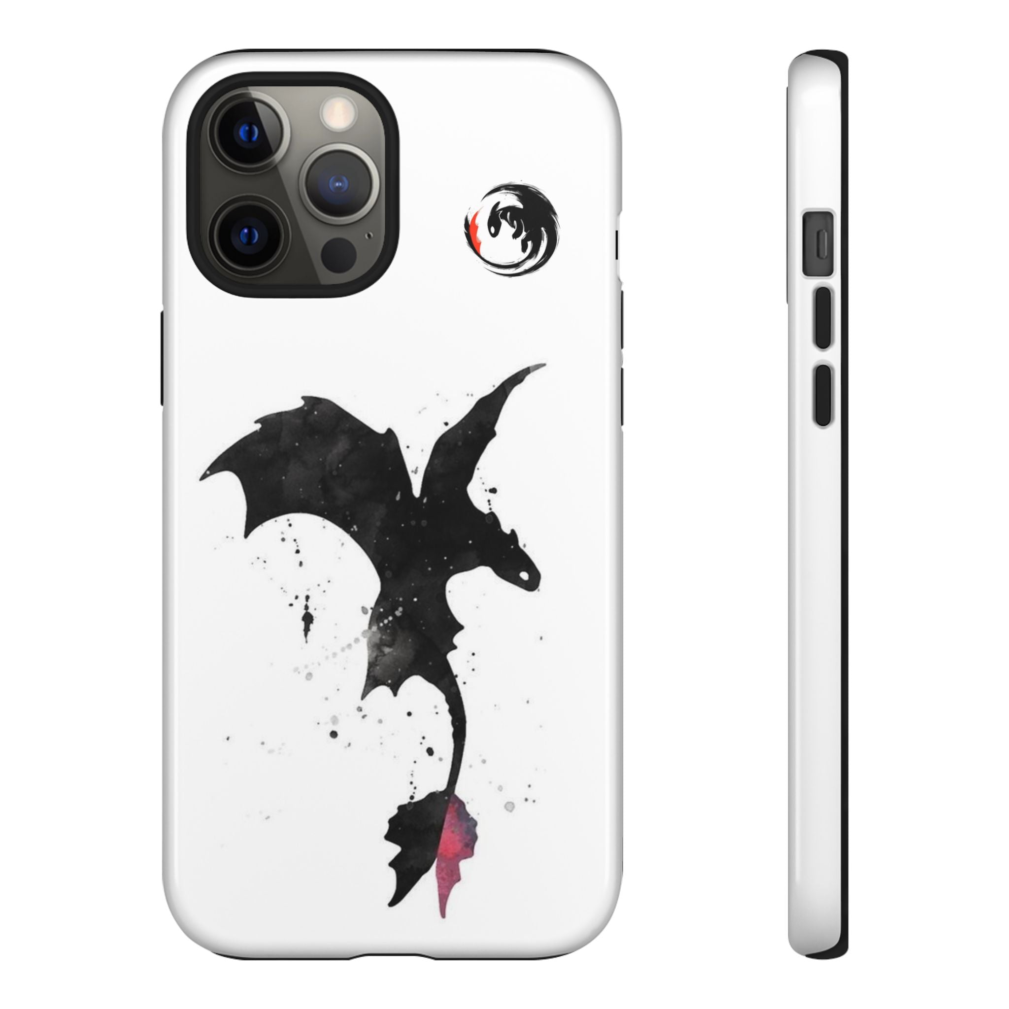 Dragon Silhouette Tough Phone Case — Ink Splash Fantasy iPhone Cover