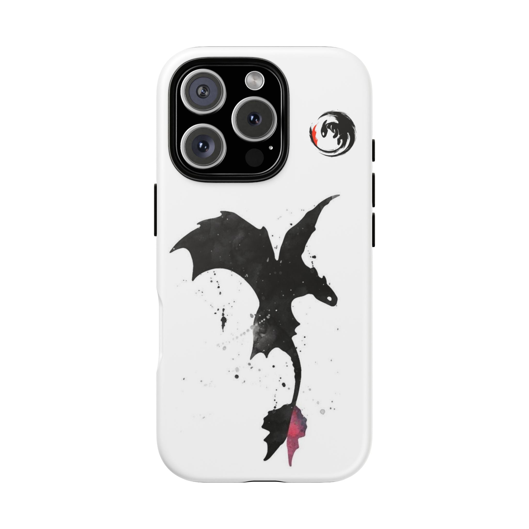 Dragon Silhouette Tough Phone Case — Ink Splash Fantasy iPhone Cover